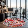 Fire Truck Printed Round Rug Carpet Chair Rug Area Rug Entryway Doormats,for Office Chair Living Room Bedroom Kitchen Room.
