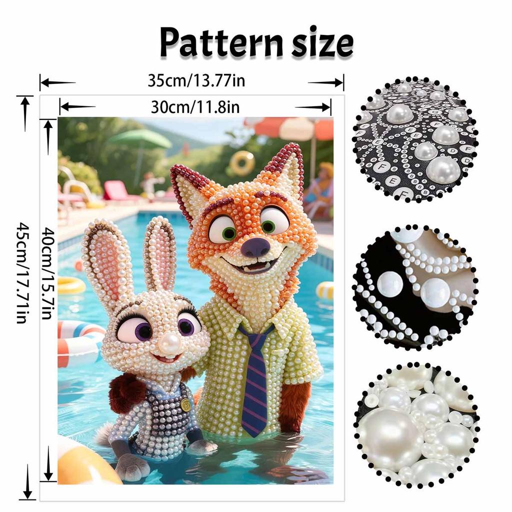 Disney 5D DIY Pearl Painting Kit, Zootopia Characters Home Bedroom Wall Decor Crafts Handmade Gift.