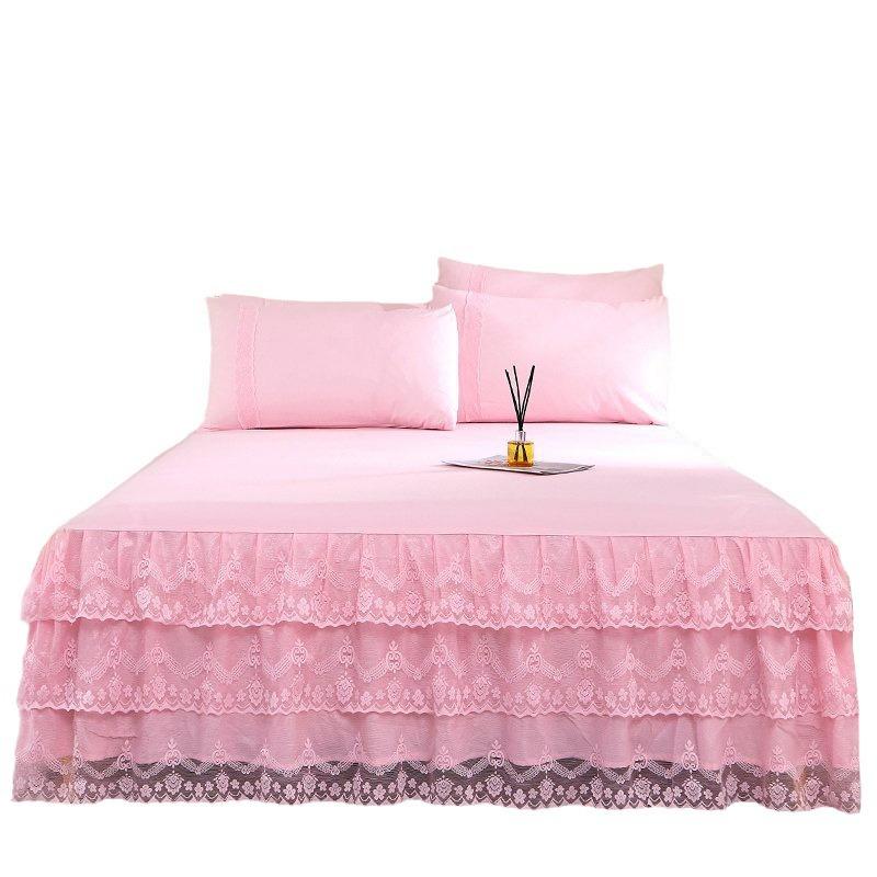 Einteiliger Spitzen-Bettrock Einzel- und Doppelbett 1.5/1.8 Tagesdecke Matratzenschoner Bettwäsche Geschenk