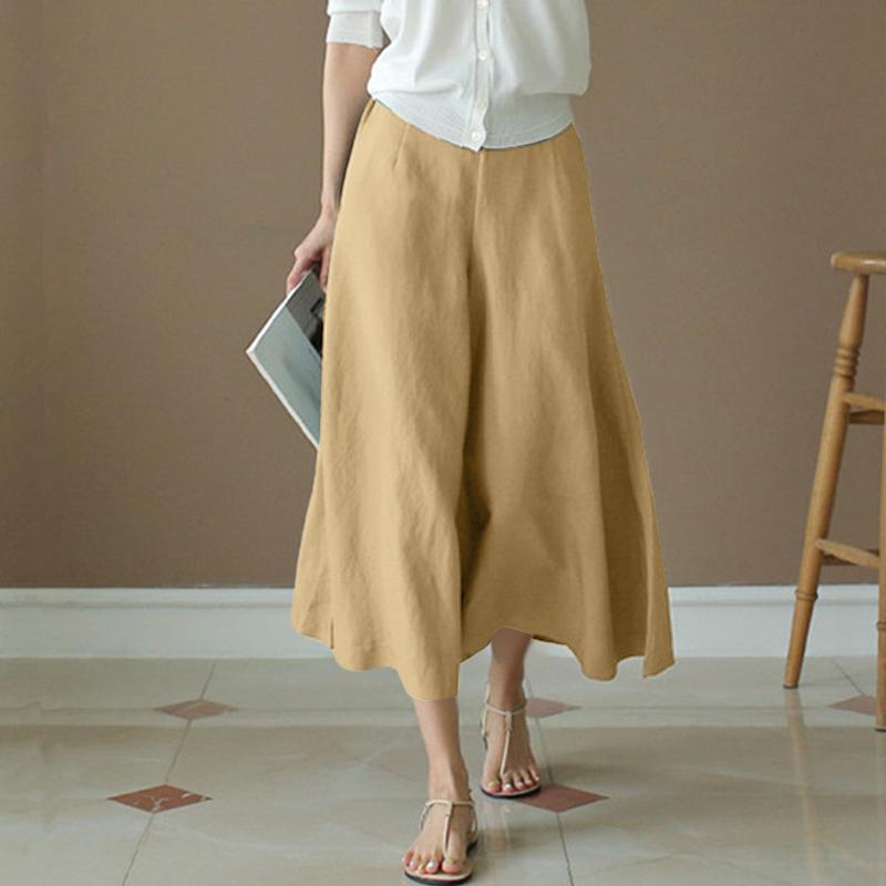 

ZANZEA Женские повседневные свободные летние укороченные брюки с эластичной резинкой на талии S