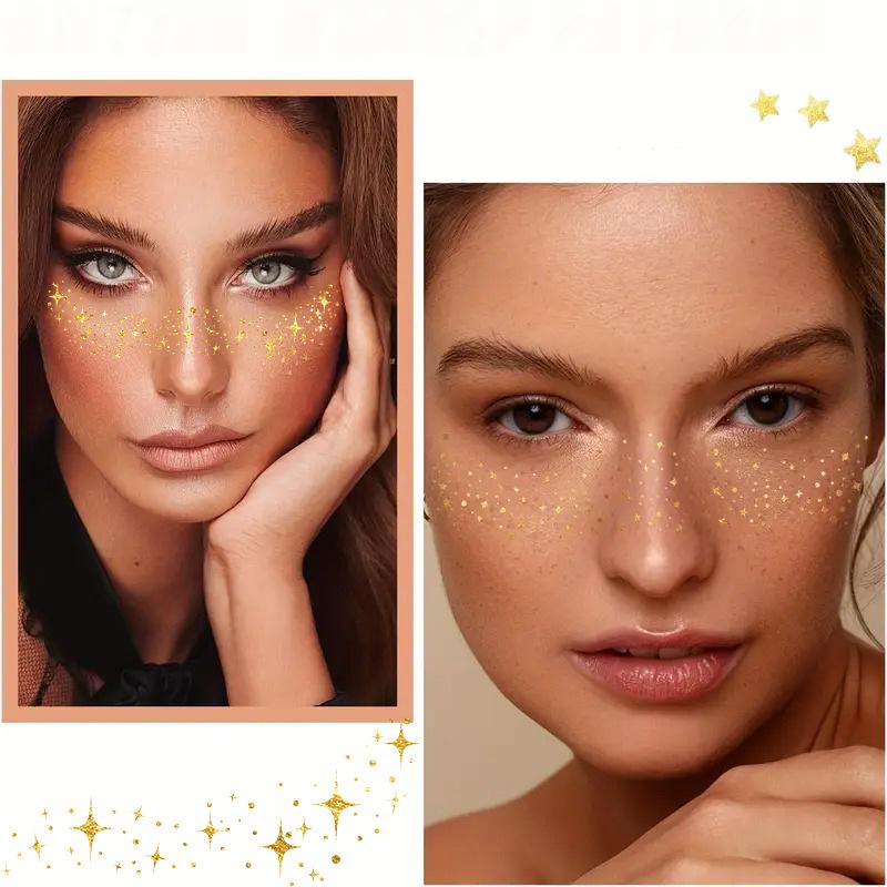 Bronzing Freckles Tattoo Stickers Waterproof Masquerade Ball Performance Makeup Stickers Metal Temporary Face Stickers