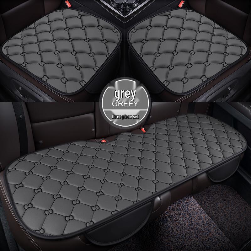 Bamboo Charcoal Leather Car Seat Cushion Set, Three-Piece, No Backrest, All-Season Interior Kit