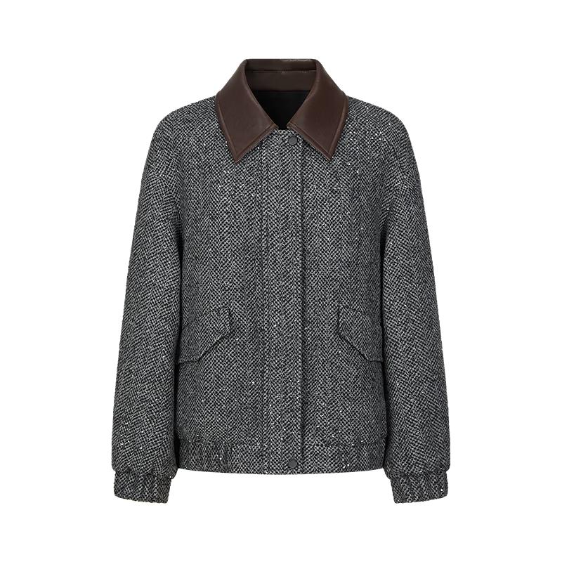 

JZ Anna Ko Women s Retro Herringbone Wool Harrington Jacket XL