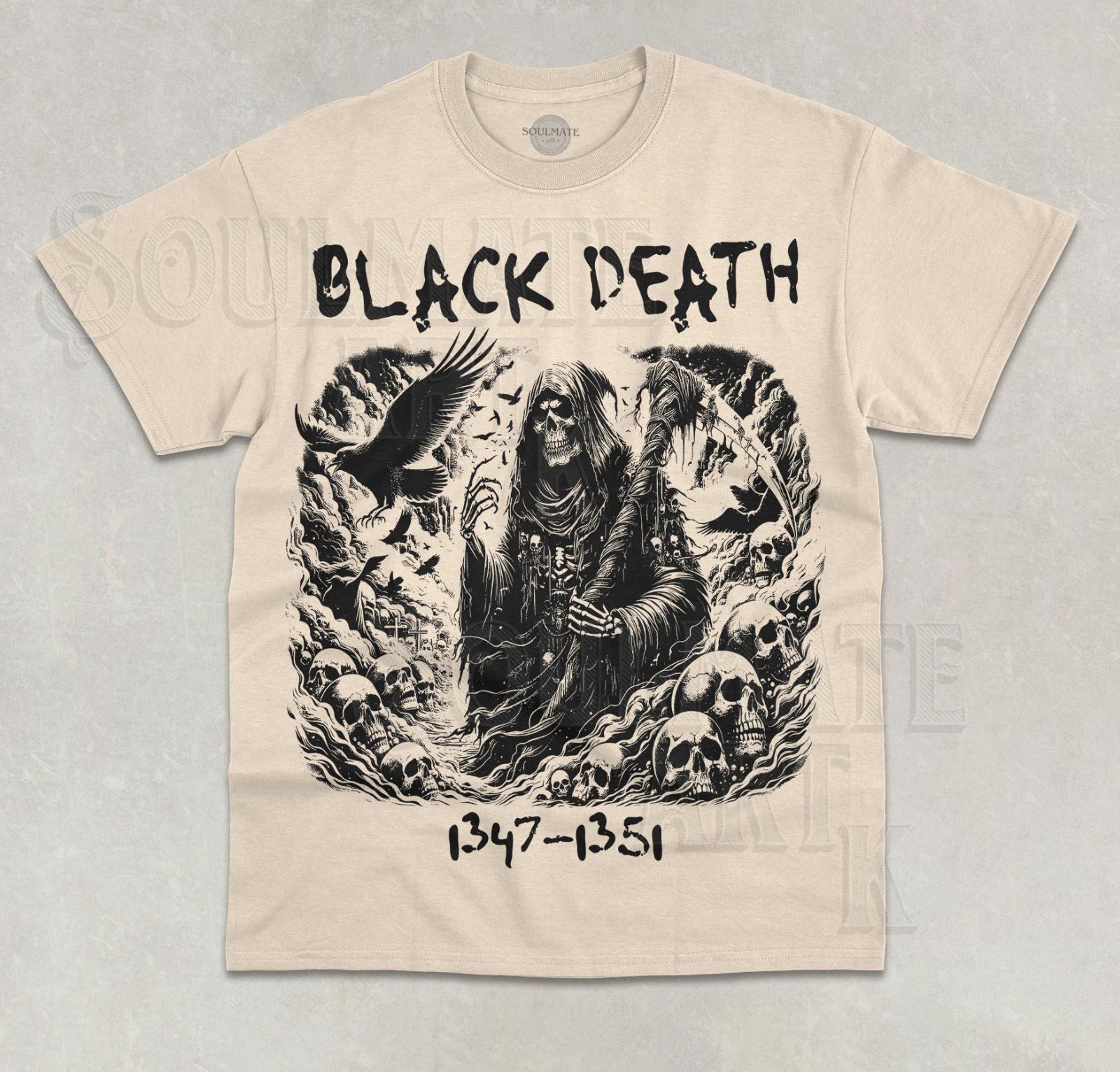 Black Death T-Shirt 1347-1351 Funny Scary Skeleton Dart Art Graphic Unisex Shirt S