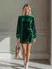 2025 European & American Light Luxury Gold Velvet Short Dress: Solid Color, Long Sleeve, Round Neck, Autumn/Winter Women's Clothing.