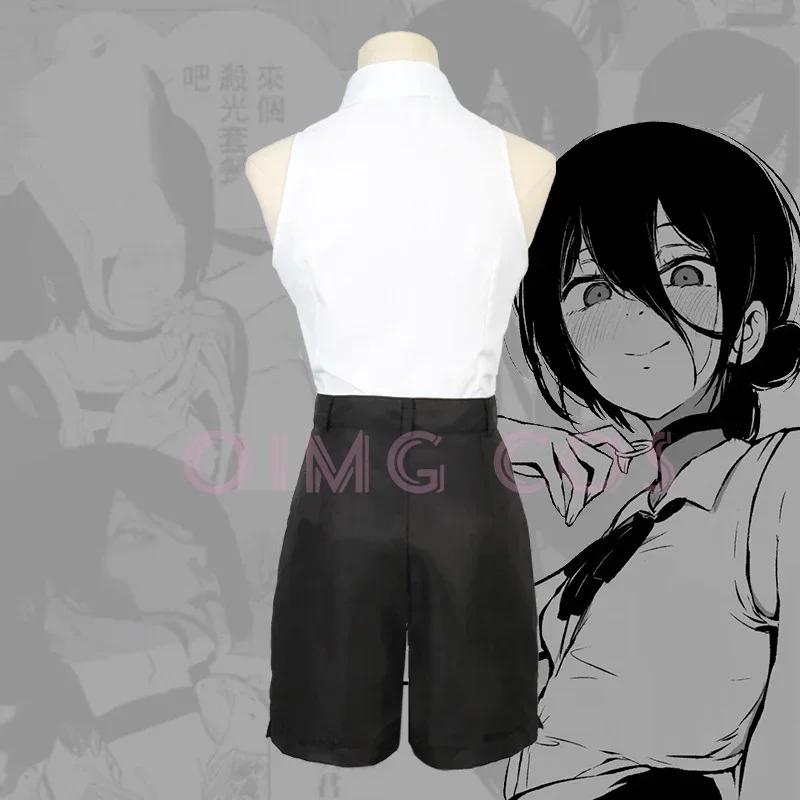 Reze Cosplay Costume Chainsaw Man Outfits Blue Suit Shirt Tie Short  Neck Ring Women Anime Uniform Halloween