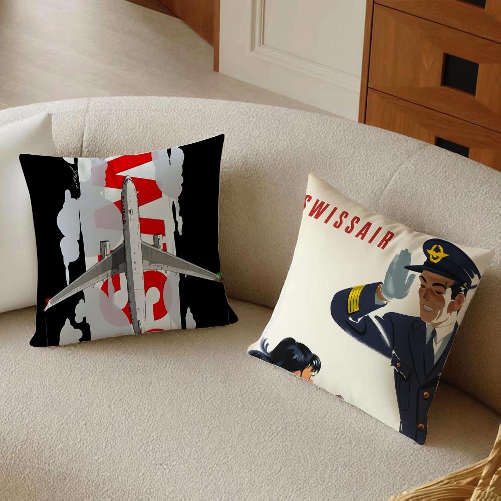 S-Swissair Pillow Aviation Brand Cushion Cushion Cover Pillowcase Anti-Dustmite Living Room Sofa Decor Cushion Room