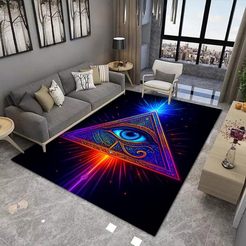 Feierlicher Einäugiger Druck Totemverehrung Großer Flächenteppich Verschleißfester Teppich für Wohnzimmer Schlafzimmer Weiche Bodenmatte Heimdekoration