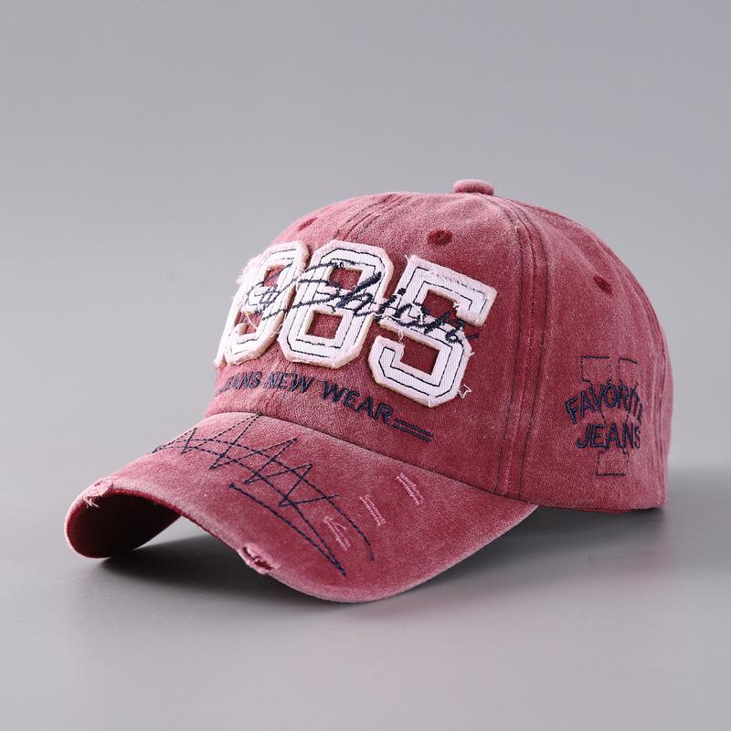 1985 Embroidery Ripped Baseball Cap Washed Distressed Patch Adjustable Dad Hat Vintage Lightweight Sunscreen Sports Hat