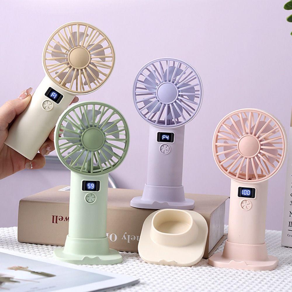 Compact Digital Display Fan Stable Base Portable Desktop Fan USB Rechargeable Fan  Summer Use