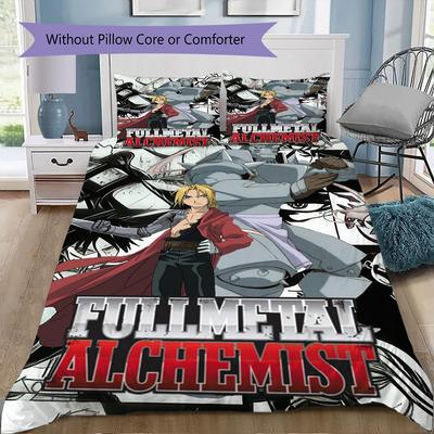 Fullmetal Alchemist Pattern Bedding,Quilt Set Quilt Cover Pillowcase Home Birthday Gift (1*duvet Cover+2*pillowcase,without core)SSJT0917267