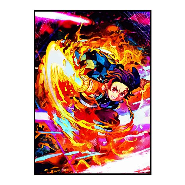 Affiche d'anime Demon Slayer Kamado Tanjirou Décoration murale Agatsuma Zenitsu Peinture décorative Art mural Image Décoration d'intérieur Cadeau Sans cadre