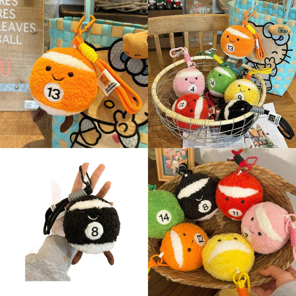 Plush Billiard Ball Keychain With Creative Design For Kids And Collectors