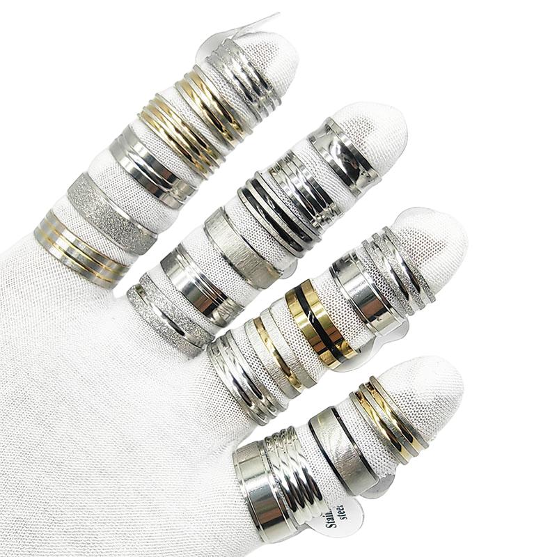 20pcs/Lot Factory Mix Style Simple Stainless Steel Finger Rings Men Women New Gifts Jewelry Bar Wide Joint Ring