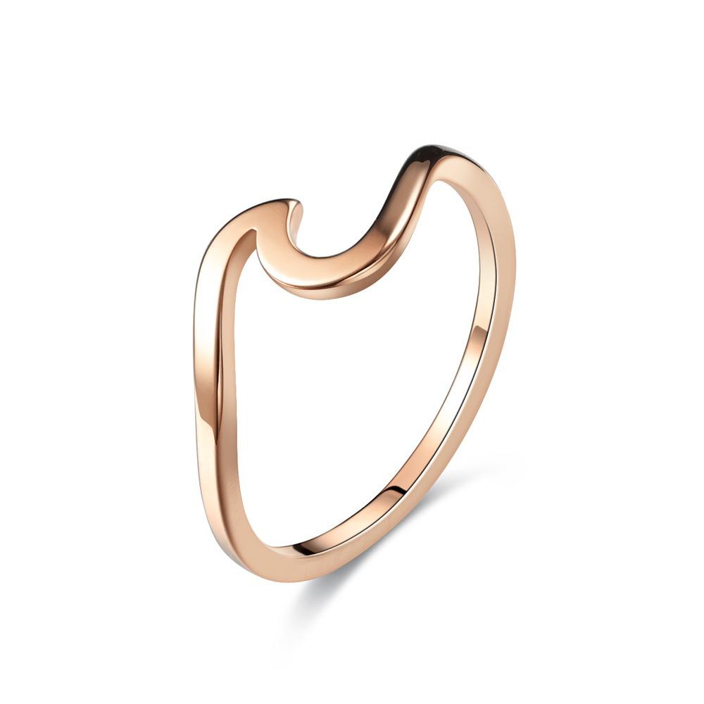 Fashion Minimalist Stainless Steel Hollowed Curved Plain Finger Rings for Women Does Not Fade Statement Jewelry Birthday Gifts