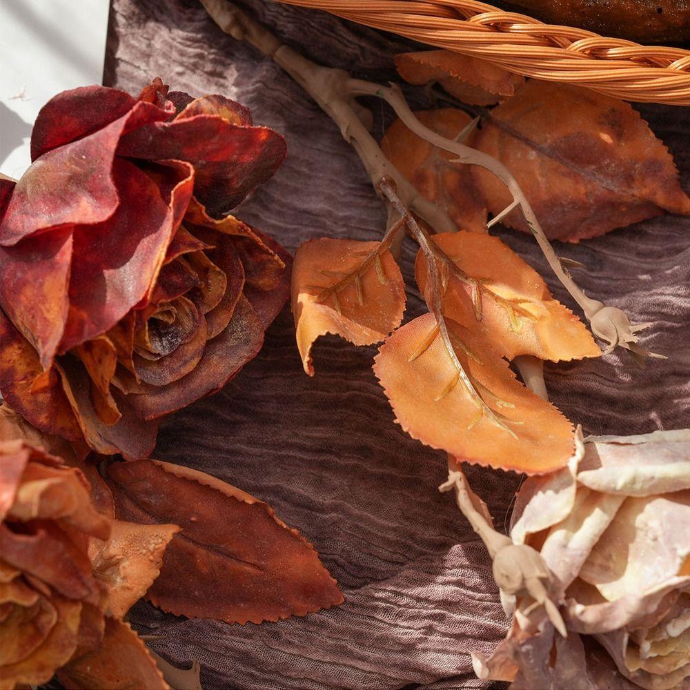 Plastic Simulation Rose Flower Retro Artificial Greenery Artificial Rose Branch Birthday Decor