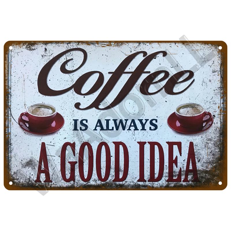 Vintage Blechschild Plakette Metallplatte Wandkunst Poster Metallschild Retro Dekor Kaffee für Küche Bar Café Zimmer Retro Eisenmalerei