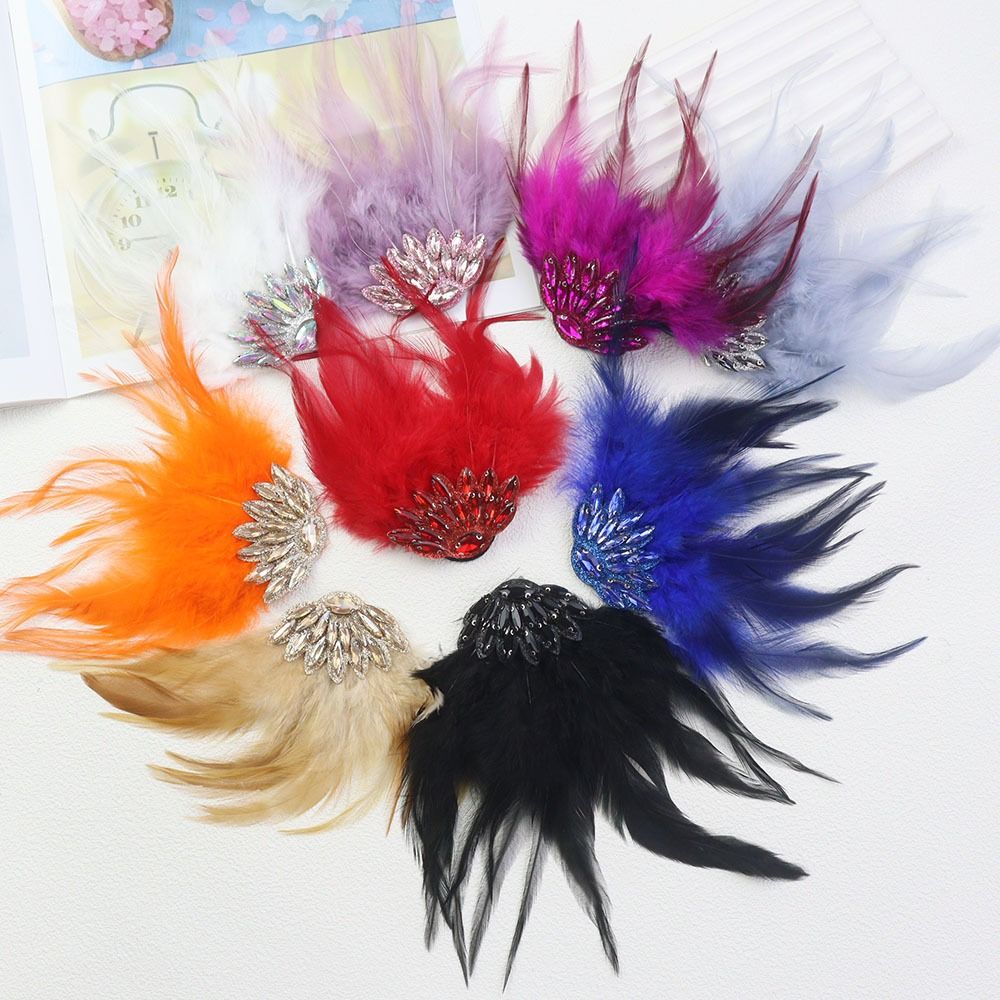 Gothic Style Rhinestone Feather Brooch Handmade Shoulder Strap Boutonnieres Flowers Dance Costume