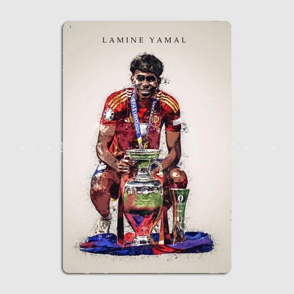Lamine Yamal Retro Metal Poster Minimalist Club Home Wall Decor