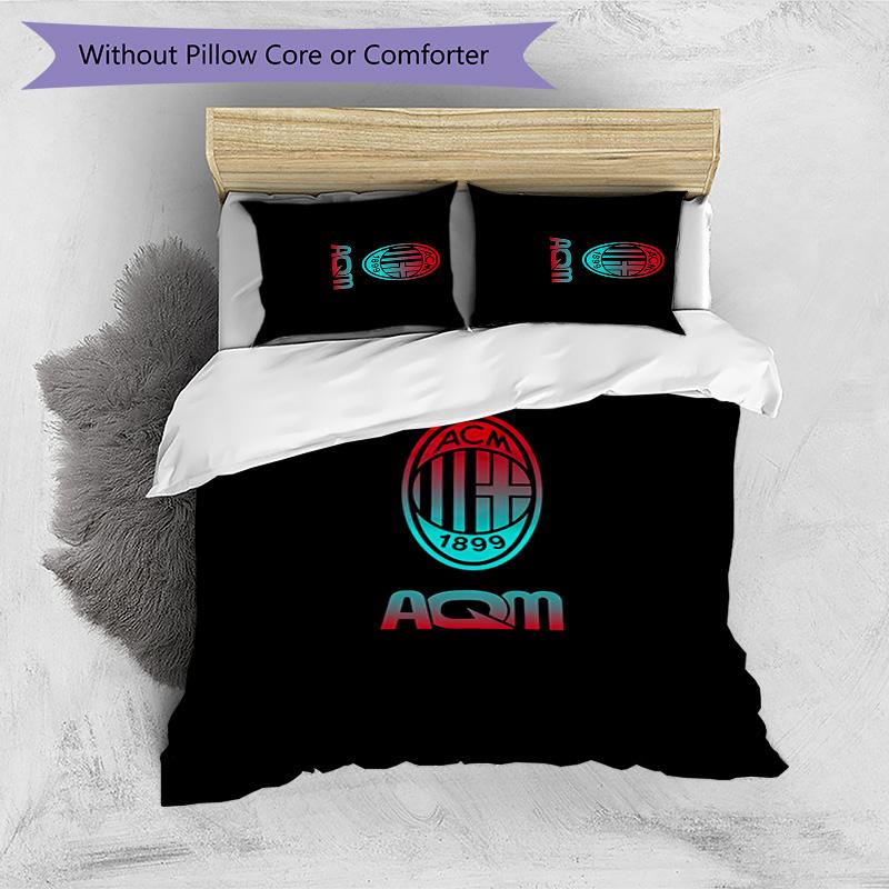 Set Lenzuola Stampa AC Milan 3 Pezzi Morbido Delicato sulla Pelle Lavabile Copripiumino e Federe Set Stagione Unica Camera da Letto