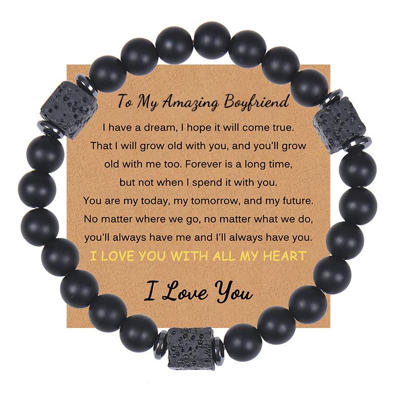 JYL TS Bracelet Birthday Gift Carded Beaded Celebrates Life & Abundant Blessings To My Amazing Boyfriend роза марена