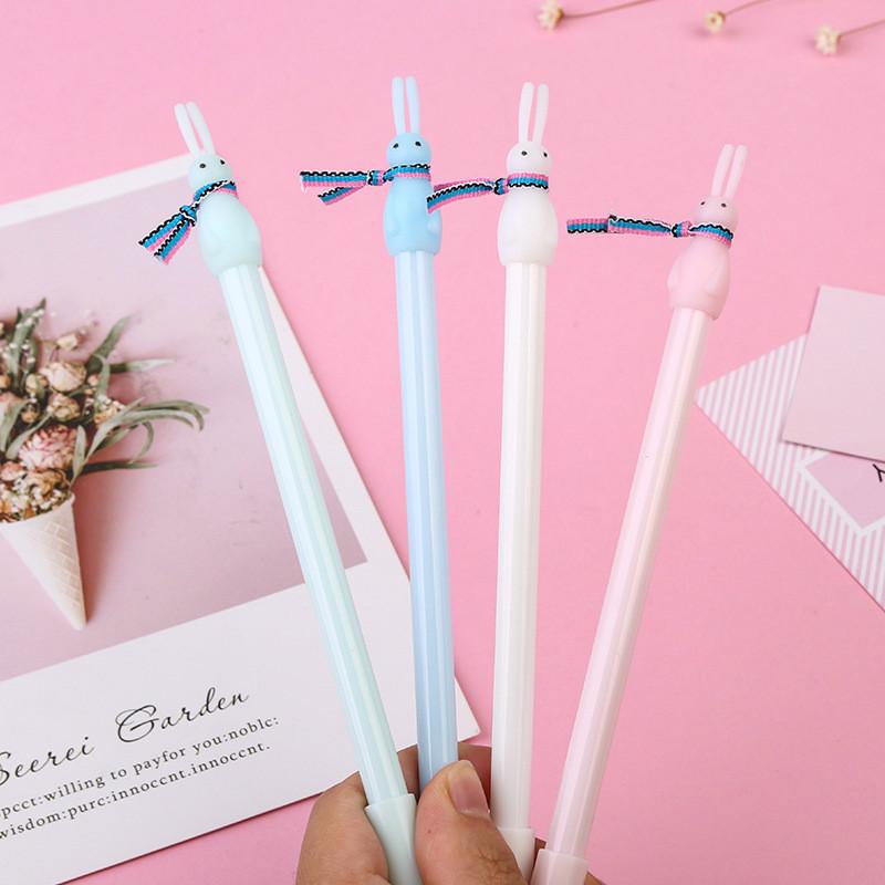 3 buc / Lot Desene Animate Drăguț Bavetă Iepure cu Urechi Lungi Pix cu Gel Negru 0,5 mm Rechizite Școlare de Birou Papetărie