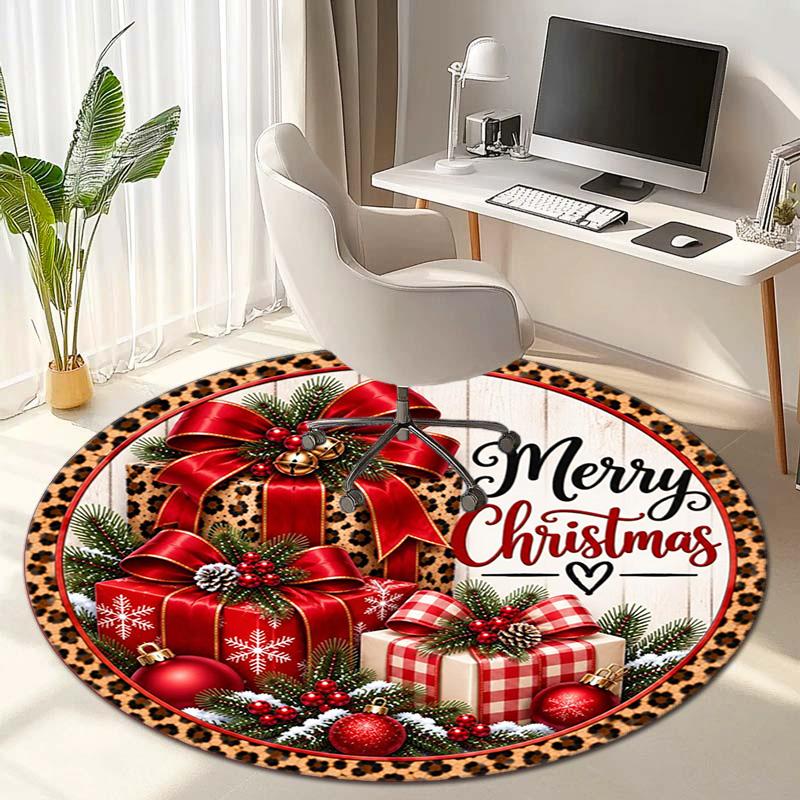 Cute Christmas Day Gift Bell Santa Claus Snowman Christmas Tree round rug Home Soft Decorative Anti slip Chair Mat Carpet Outdoor Floor Mat Carpet 16