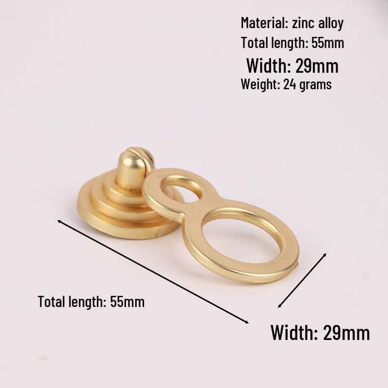 Gold Chinese Style Hidden Ring Handle - Brushed Copper Wardrobe Zinc Alloy