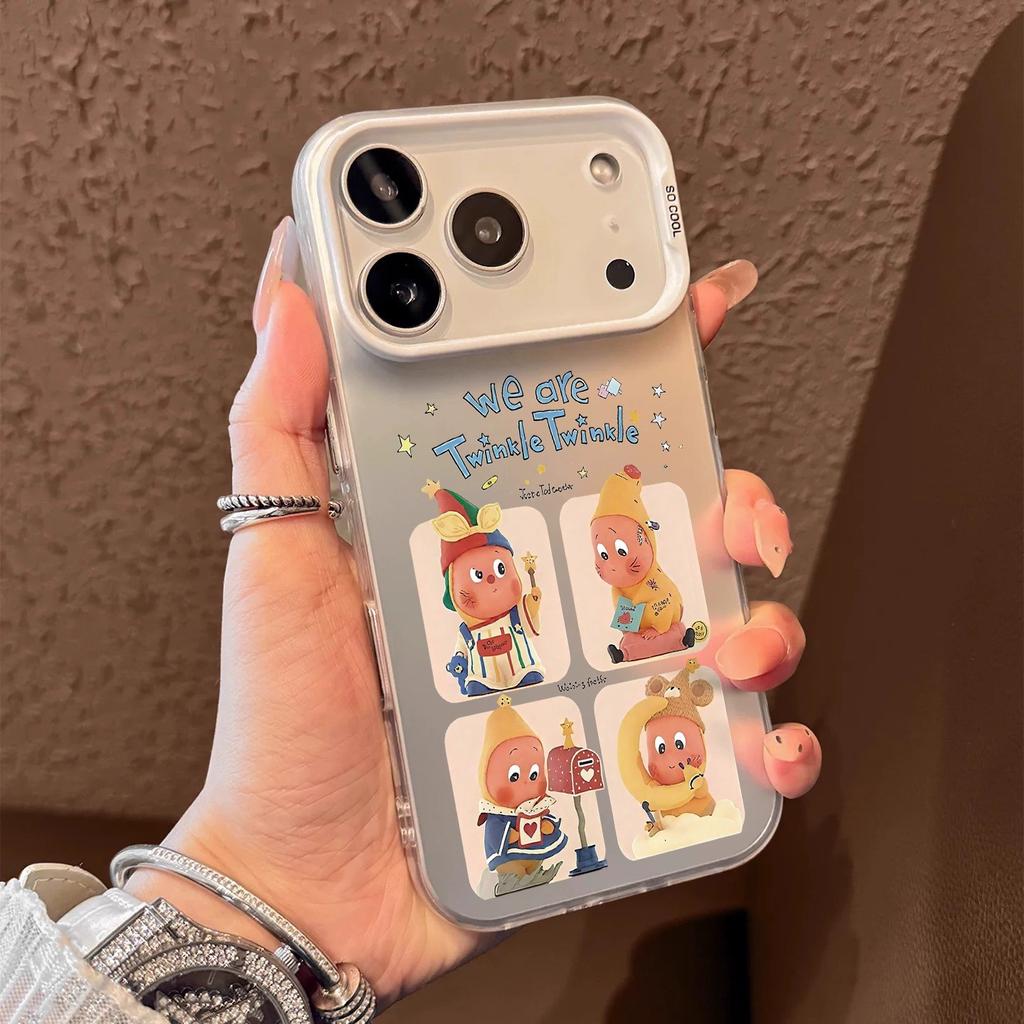 Fun star human color silver case is suitable for Apple 17pro mobile phone case 15promax women's 16E cartoon 14.