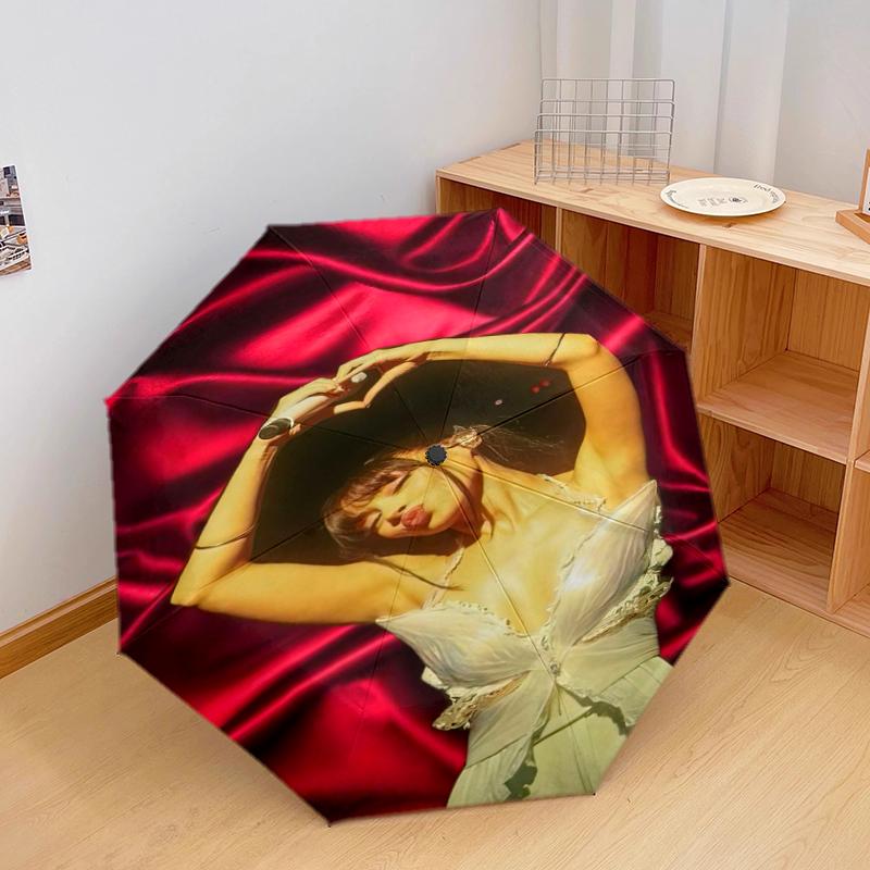 1pc Ayliva Pattern Umbrella Portable Folding Umbrella Iron Frame Hole Bone Structure Outdoor Home Umbrella
