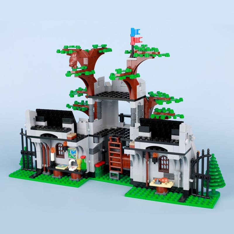 MOC Mittelalterliche Burg Pirateninsel Festung Bausteine Straßenansicht Haus Möbel Buchhandlung Filmszene Zubehör Spielzeug