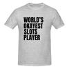 World S Okayest Slots Player  Black Smooth Tshirt Simple Youthful Feeling Seamless Splicing Cotton Tee