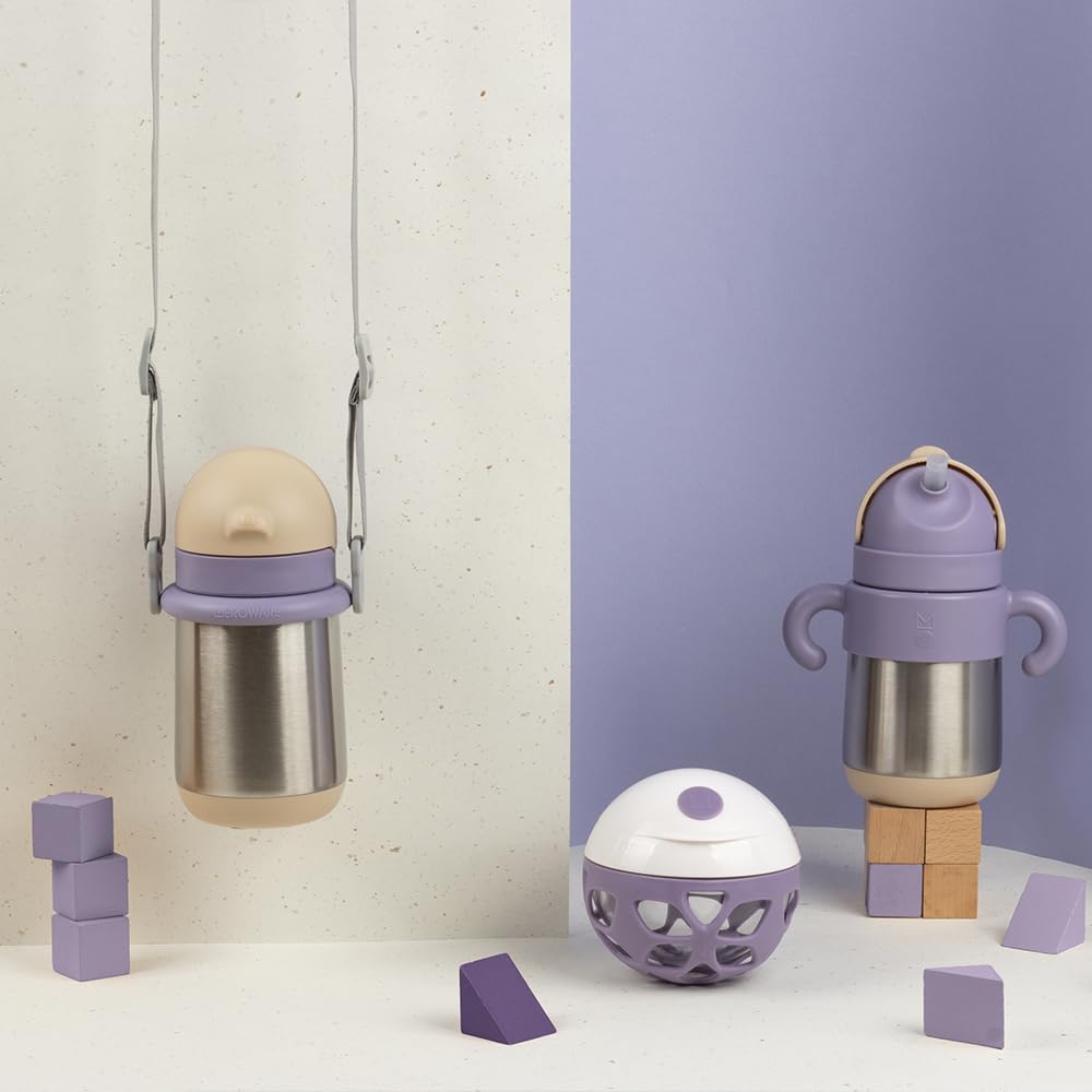 Melloware Baby Thermos with Stainless Steel Straw, 270ml, Insulated Straw Mug, for Toddlers, Boys and Girls, MATT Matt, Purple, Baby Gift