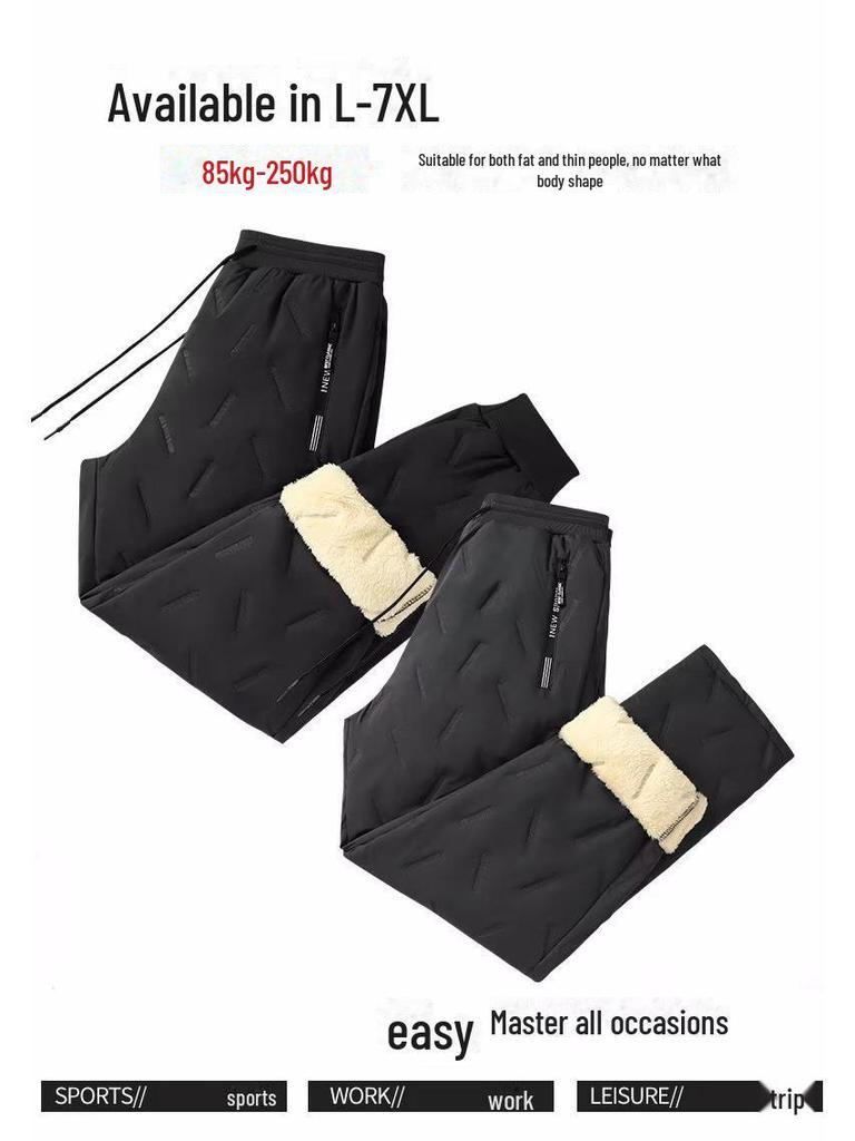 Men's Winter Lambskin Plus Velvet Waterproof Warm Outdoor Trousers
