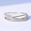 Huitan Simple Style Women Cross Ring Inlaid Bright Cubic Zirconia Fashion Versatile Wedding Party Accessories Daily Lady Jewelry