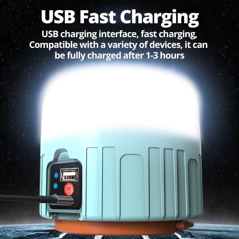 Waterproof USB Rechargeable LED Solar Tent and Camping Light for Outdoor, Emergency, and Night Market Use
