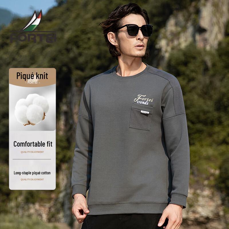 

Мужской пуловер из пике из длинноволокнистого хлопка FORTEI с круглым вырезом 2XL