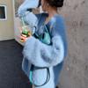 Fashion New Plush V-neck Pullover Sweaters for Women Autumn and Winter Loose Fit Mink Fur Casual Knitted Sweater Women Soft Warm Vintage Jumper 25778