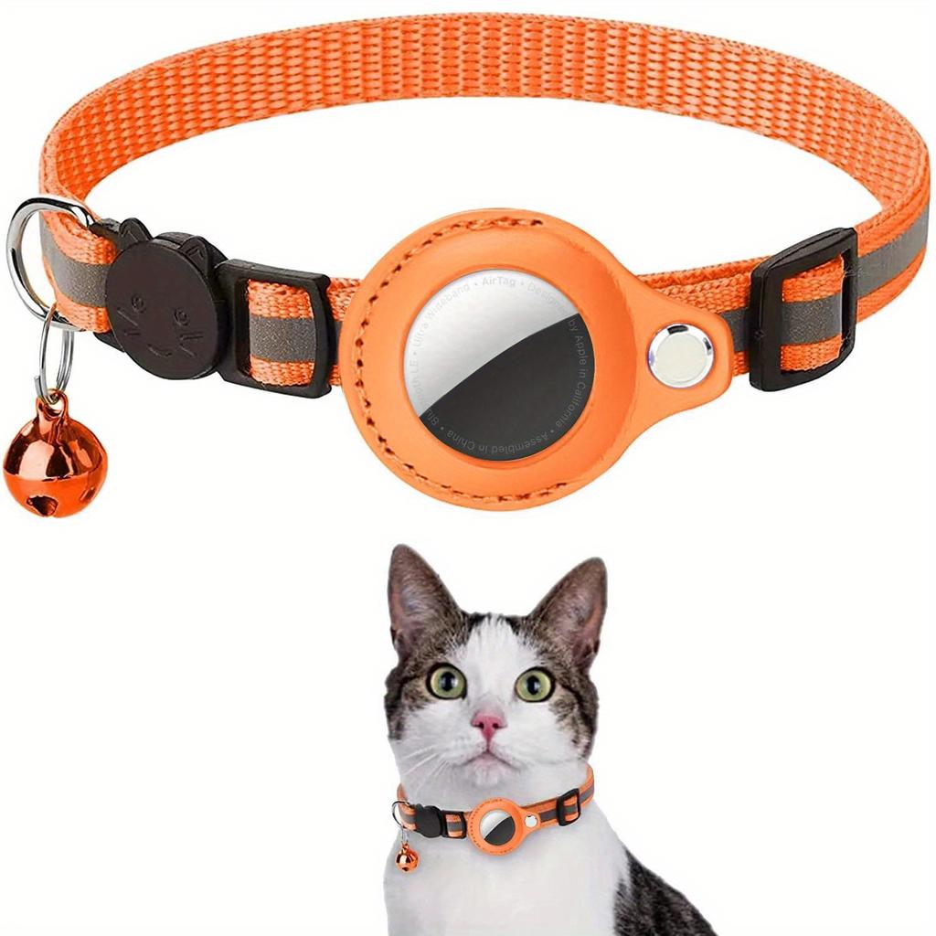 Cat AirTag Holder Halsbånd Breakaway Refleksstrimler Justerbar kattungehalsbånd Vanntett Cat Bell Collar Pet Air Tag Case