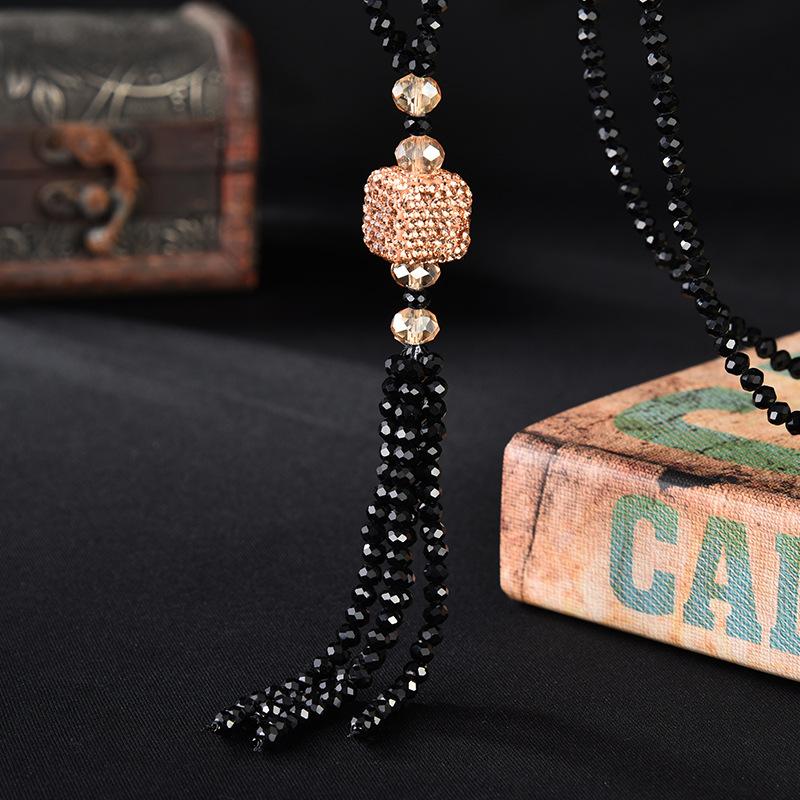 Crystal Sweater Chain Long Versatile Simple Fashion High-End Clothing Accessories Necklace Female Same Style