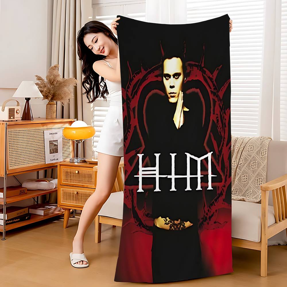

Rock H-HIM Band Microfiber Blanket Quick Drying Beach Towels Oversized Printing Super Absorbent Pool Towel Blanket W40*H60(CM)
