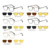 Sunglasses Small Square Stainless Steel Eyeglass Frame Polarizced Clips Magnetic On Glasses Optical Magnet Eyeglasses 3 IN 1