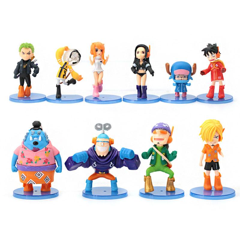 Fashnics 10Pcs/Set Luffy Zoro Sanji Nami Chopper Usopp Jinbe Robin Franky Brook Anime Figure Toys Collection Pvc Model