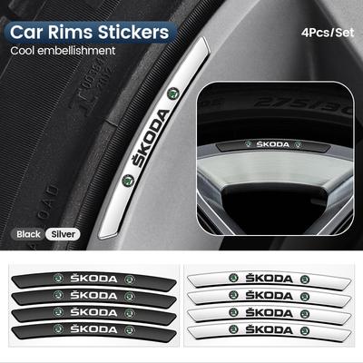 Car Wheel Hub Edge Sticker Emblem Decoration For Octavia Fabia Rapid Superb Kodiaq Scala Karoq Citigo Kamiq Accessories