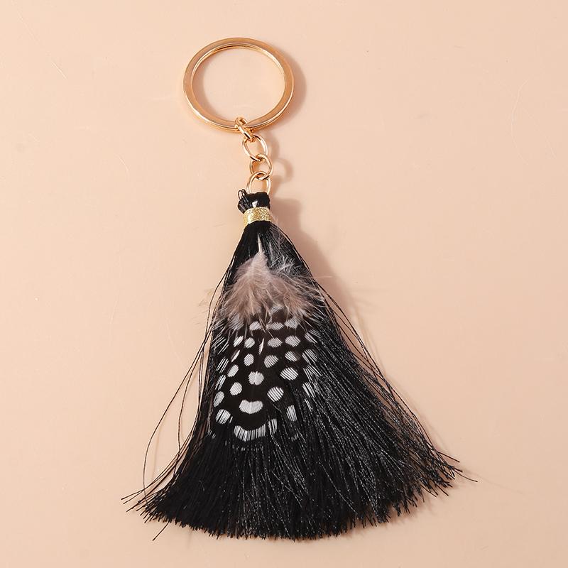 Bohemia Tassels Feather Keychain Women Girl Turquoise Key Ring Pendants for Handbag Decor DIY Handmade Key Chain Jewelry Gifts