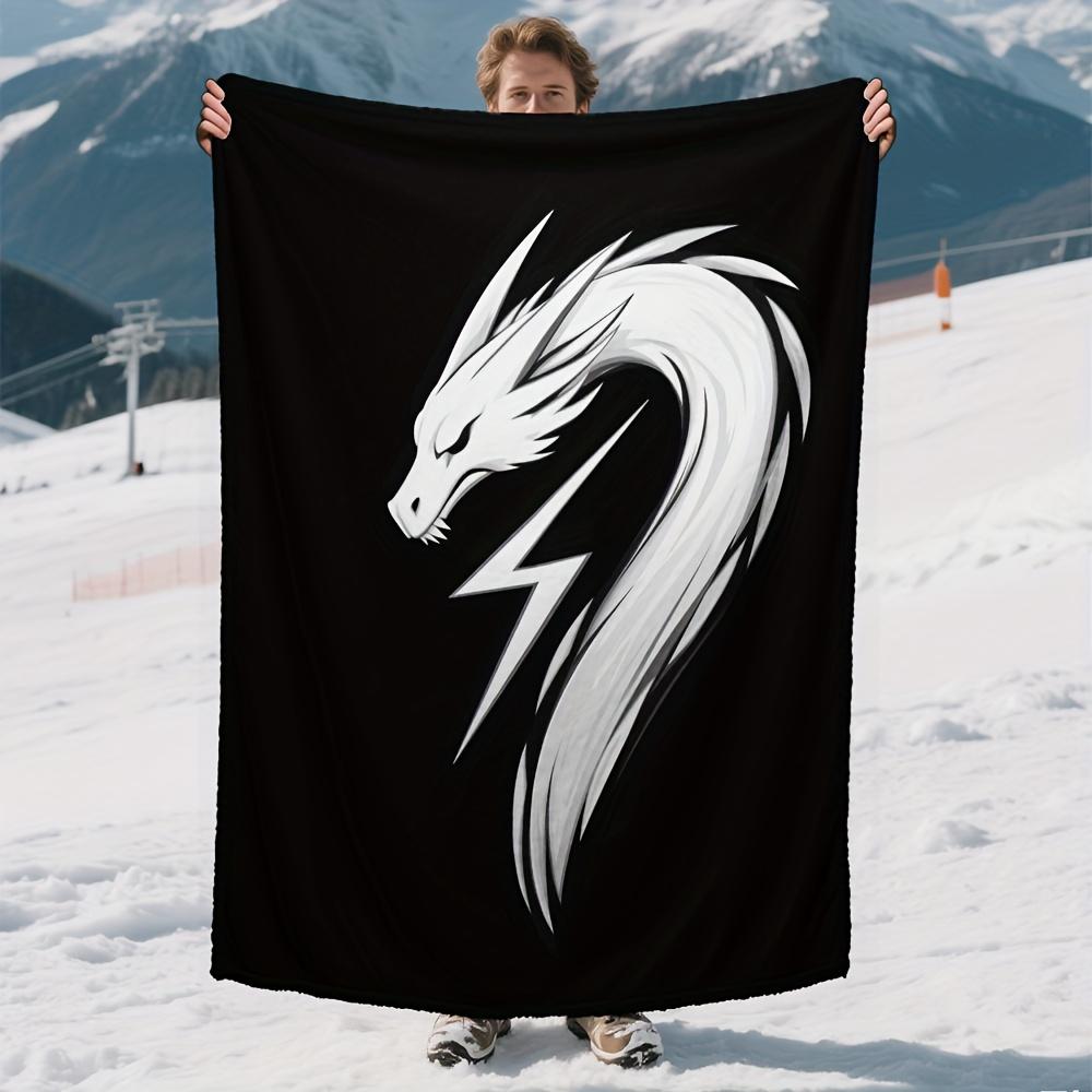 Oversized Dragon Fantasy Blanket Throw for Sofa Couch Decor Anime Gaming Geek Gift 150x200cm Large Black Throw 75X95CM
