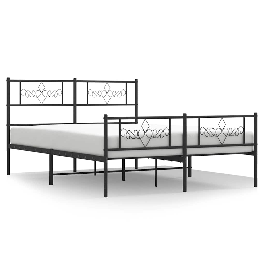 Vidaxl Metalowa Rama Łóżka Z Wezgłowiem I Zanóżkiem, Czarna, 150X200Cm