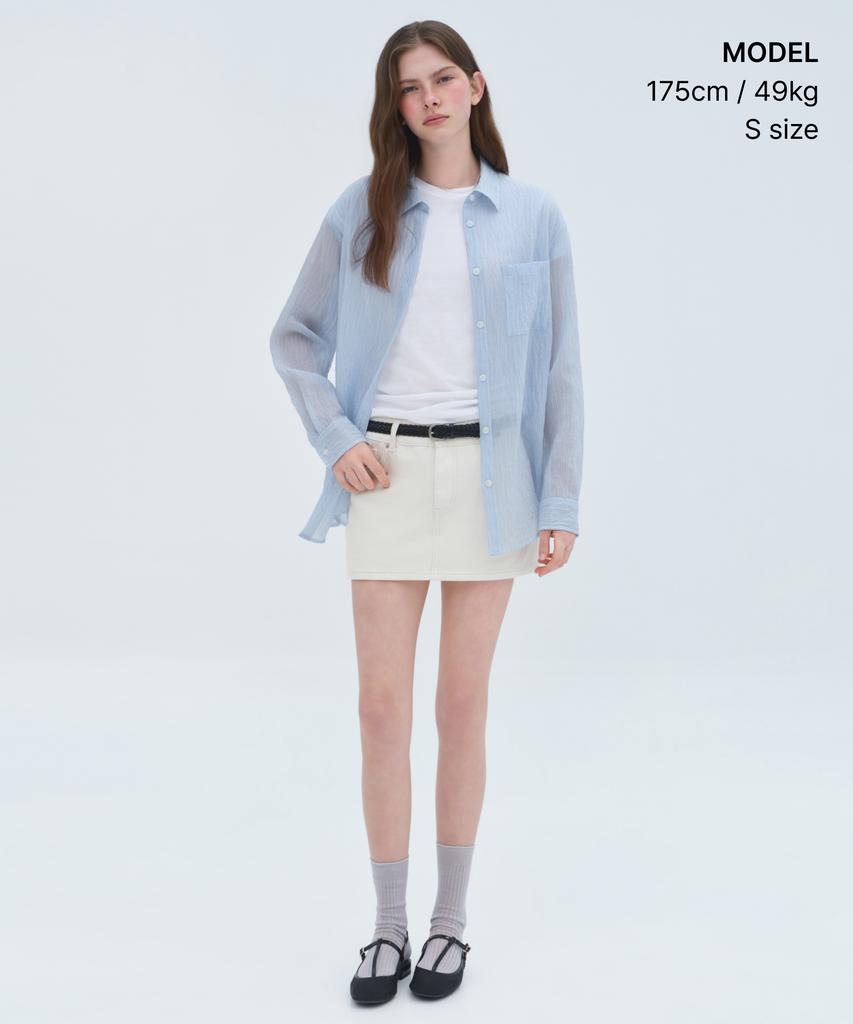 MUSINSA STANDARD WOMAN Women'S Relaxed Striped Sheer Shirt [Sky Blue]