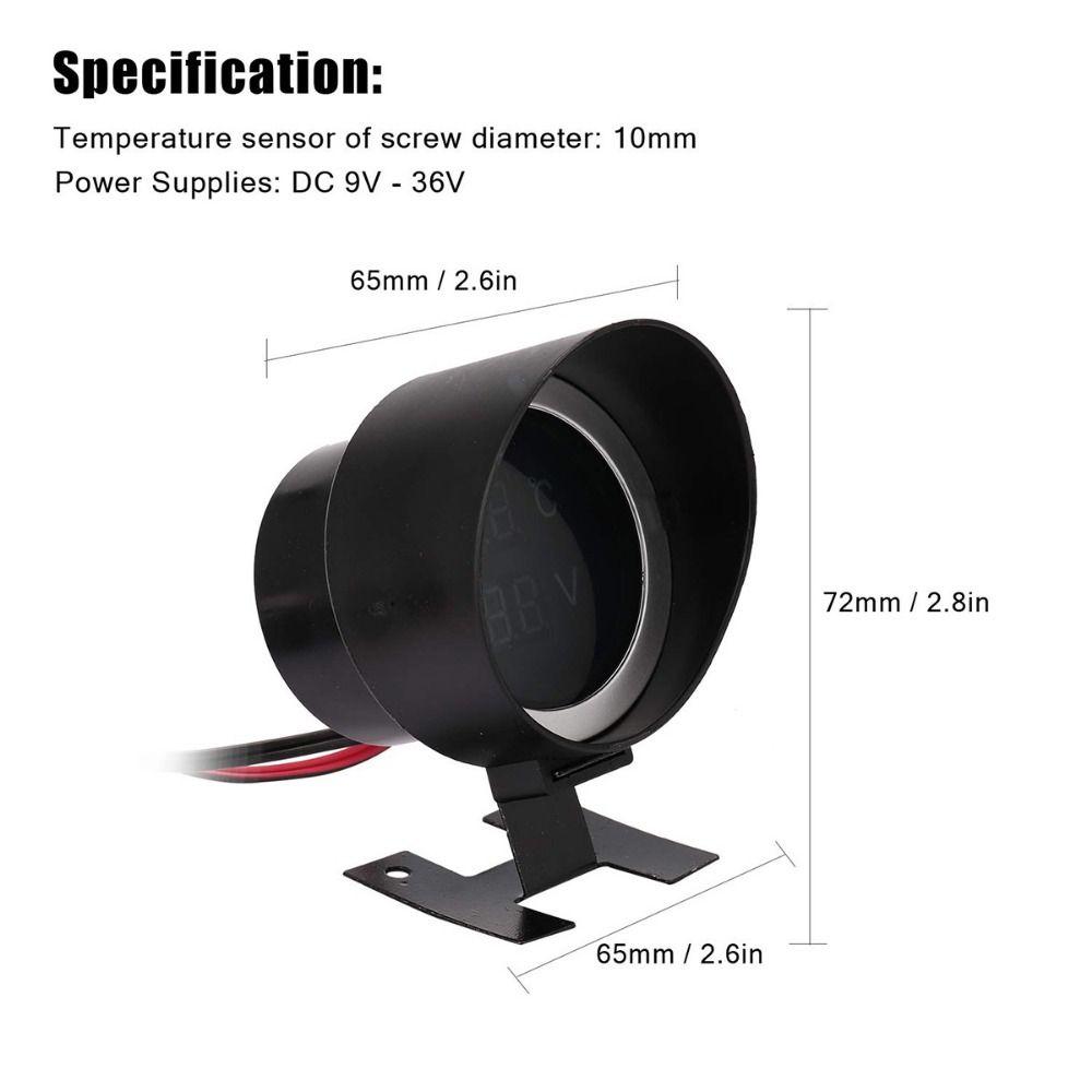 Round LCD Water Temperature Meter Digital Display LED Digital Temp Meter Voltmeter Gauge  Truck
