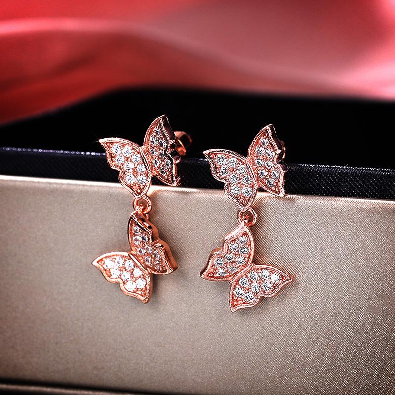 BELLA BOX Módne dámske náušnice s motýľom Vyhlásenie na párty Denné nosenie Visiace náušnice Dámske svadobné zásnubné šperky